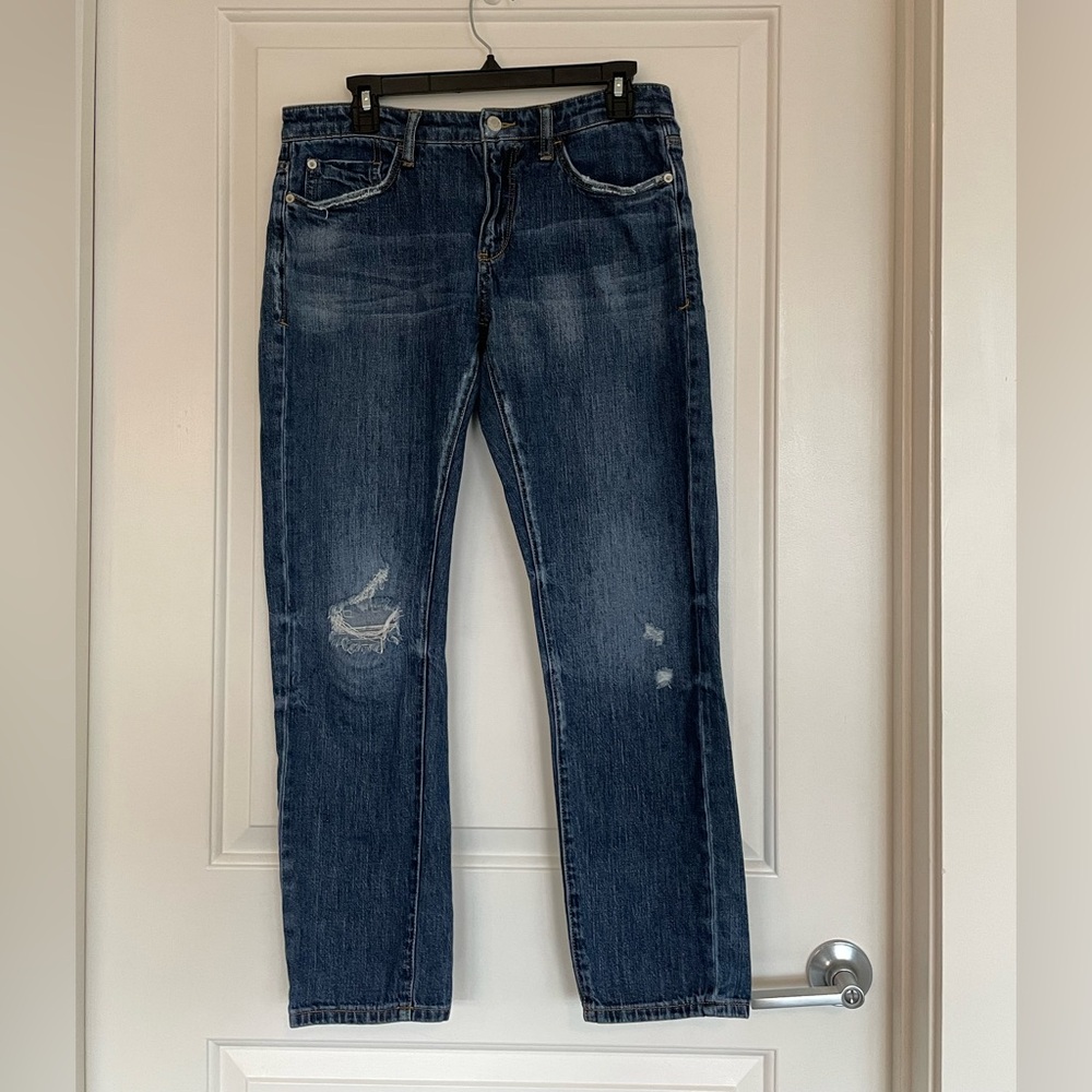 2 for $20! Anthropologie Boyfriend Slim Crop Distressed 27 Denim Jeans Pilcro